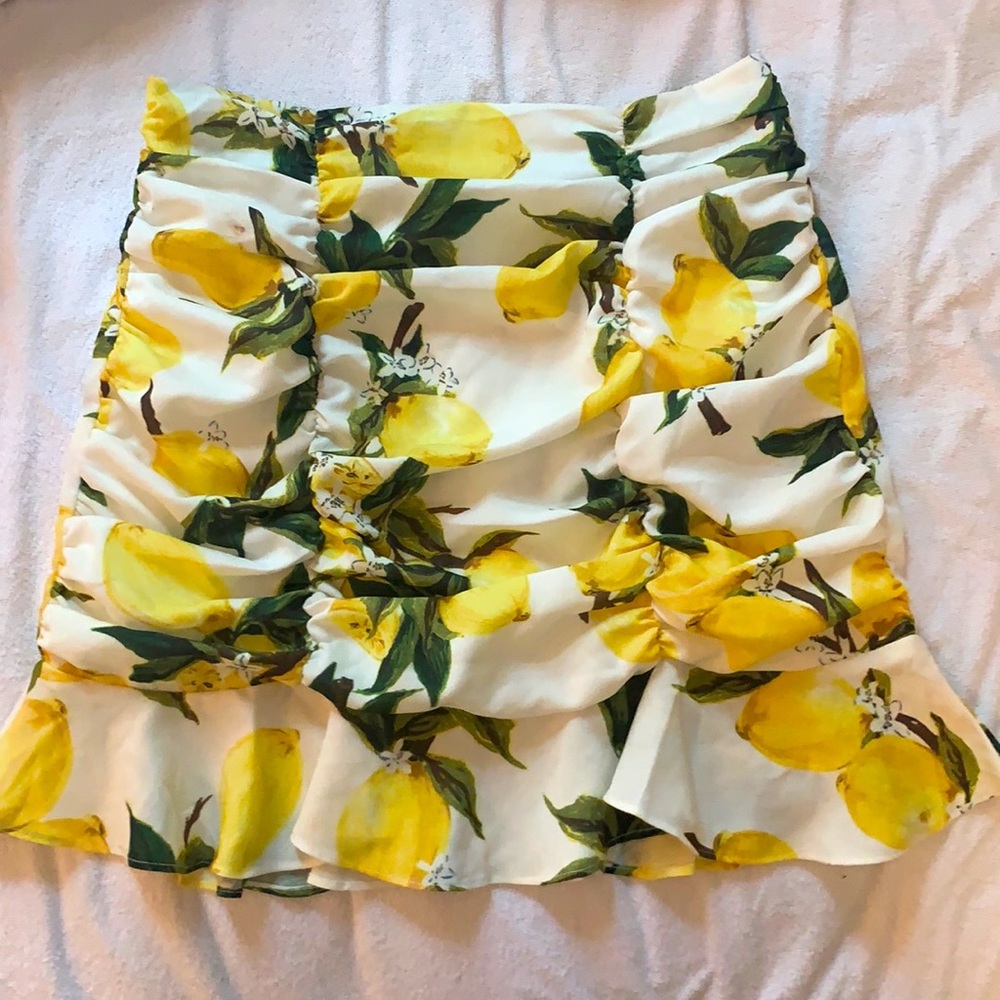 Lemon Print Mini Skirt